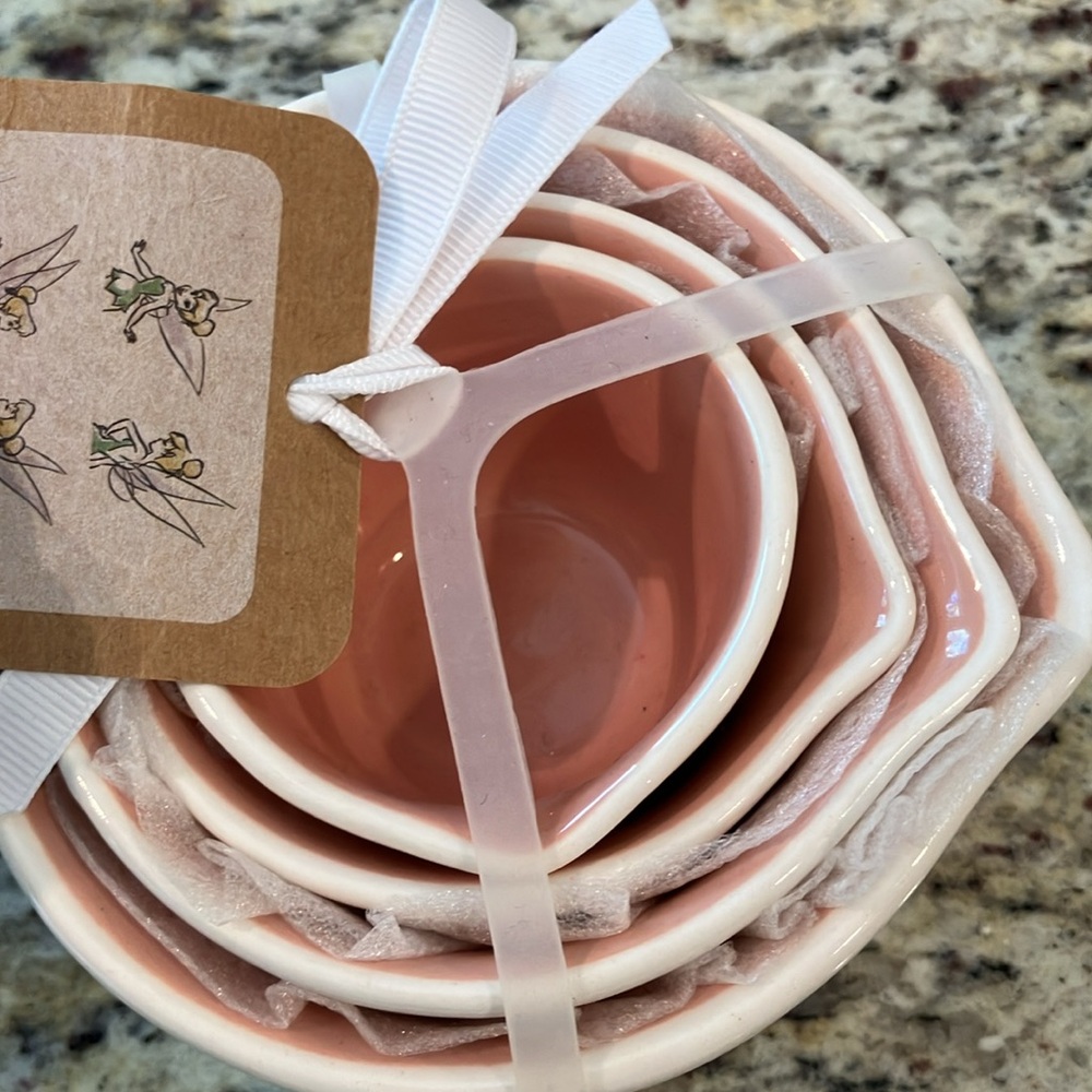 Disney Rae Dunn Tinkerbell Measuring Cups Set of 4 Pink Ceramic Nesting Set New - Picture 7 of 11